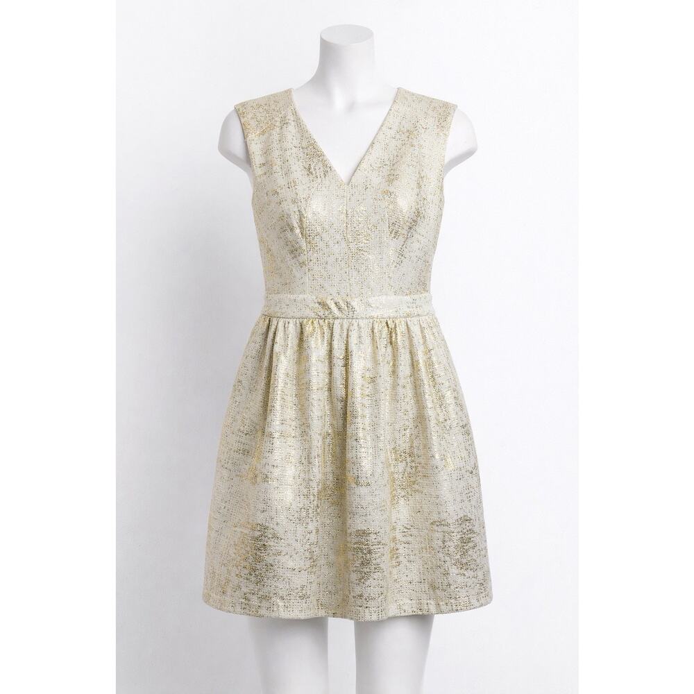 charlotte RUss Metallic Fit & Flare Dress lg Sleeveless v Neck Cocktail Dress